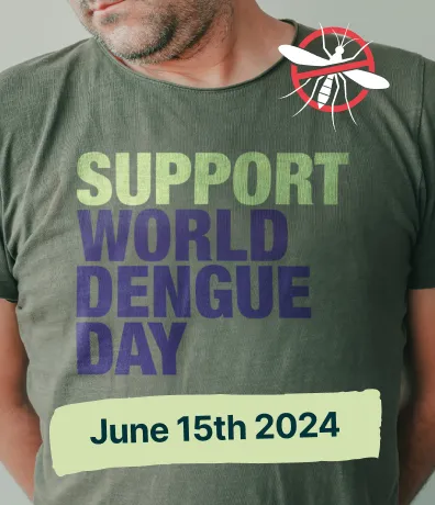 T-shirt with "Support World Dengue Day" across the front