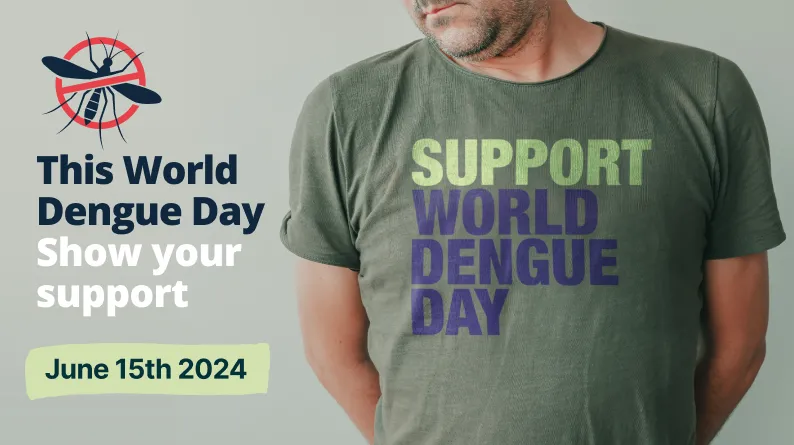 T-shirt with "Support World Dengue Day" across the front