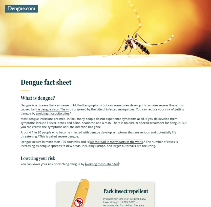 Dengue fact sheet