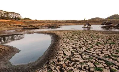 Low water level in drought area