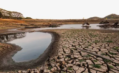 Low water level in drought area