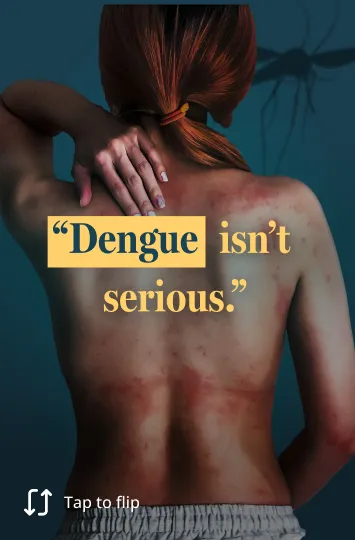 Visual representing the misconception that dengue is always a mild illness. 